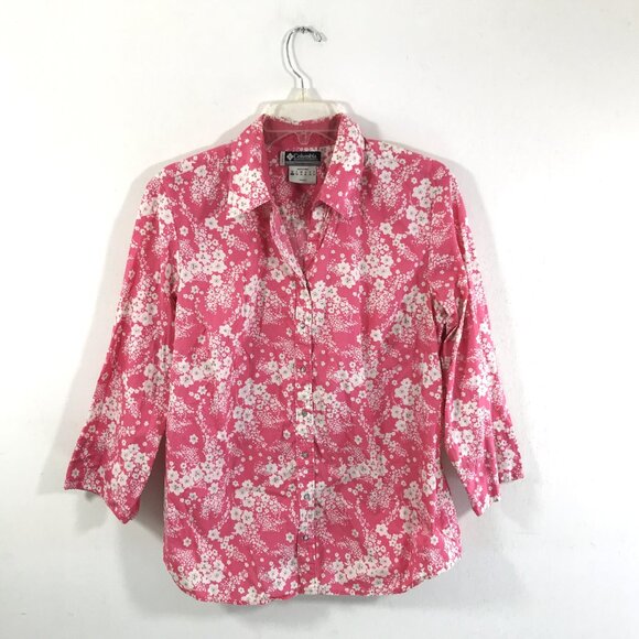 Columbia Women's Floral Button Down Lightweight Shirt L - Picture 2 of 8